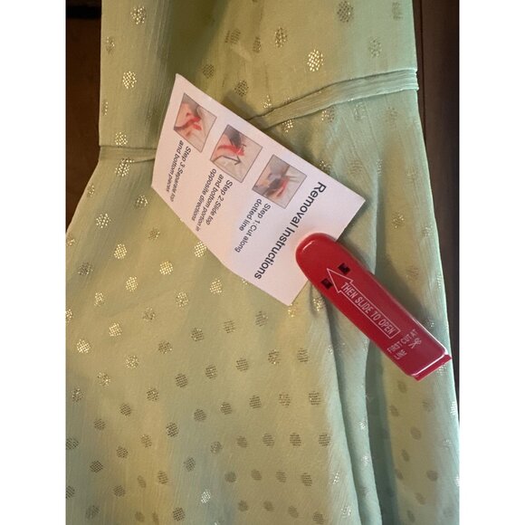 Mac Duggal Light Green Polka Dot Ruffle Dress 70163 Size 4 Polyester - Picture 5 of 10